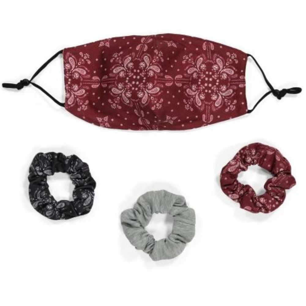 Capelli New York Bandana Print Mask & Hair Ties NW
